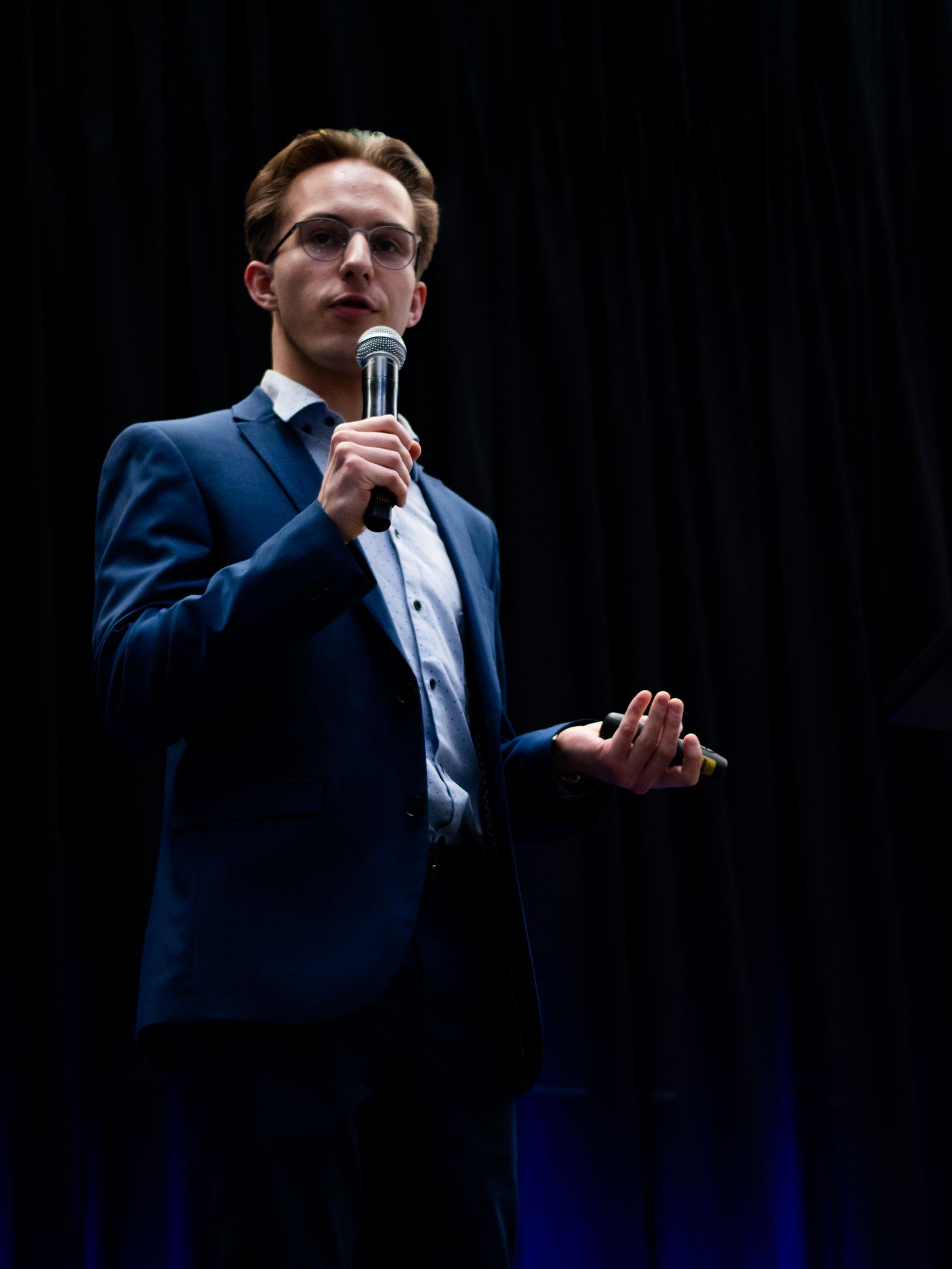 Daniel Berg speaking at NAIT's Pitch it to Me competition, 2025